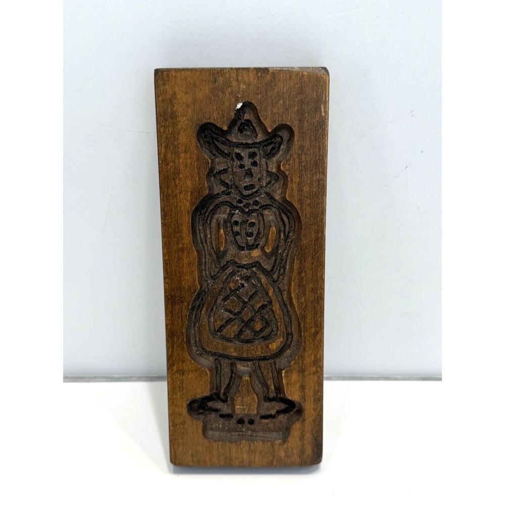 Antique German Dutch Carved Wood Springerle Cookie Mold Vintage Kitchen 3"x7"